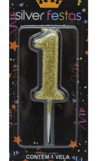 Vela Pq Dourada Glitter 1