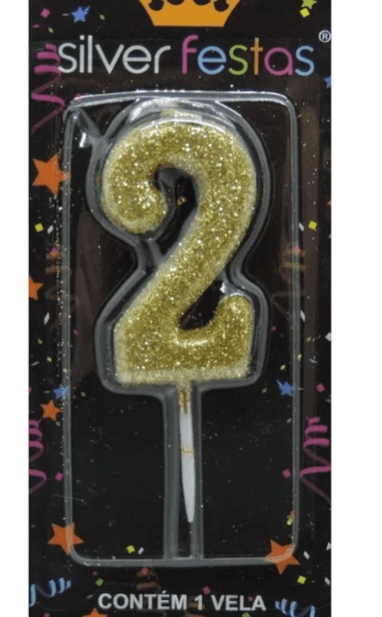 Vela Pq Dourada Glitter 2