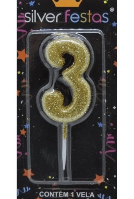 Vela Pq Dourada Glitter 3
