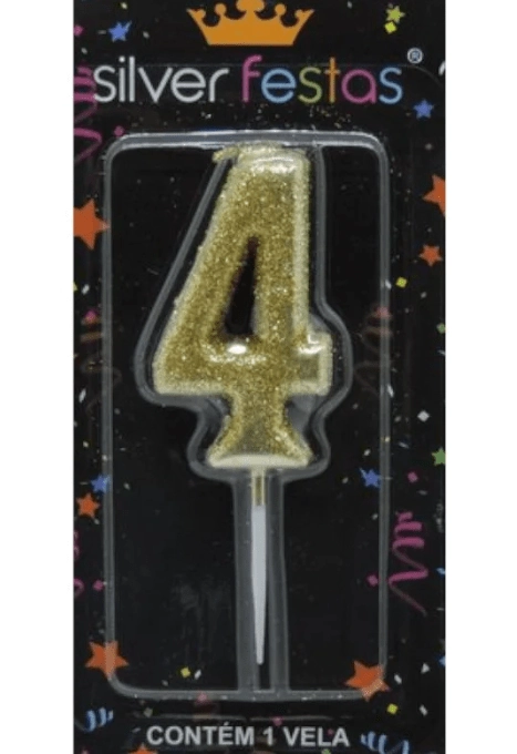 Vela Pq Dourada Glitter 4