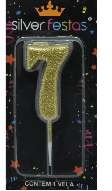 Vela Pq Dourada Glitter 7