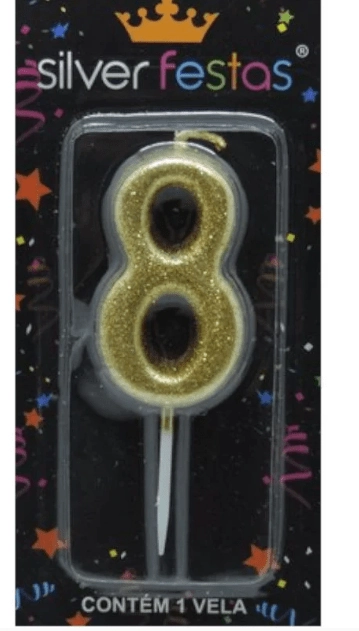 Vela Pq Dourada Glitter 8
