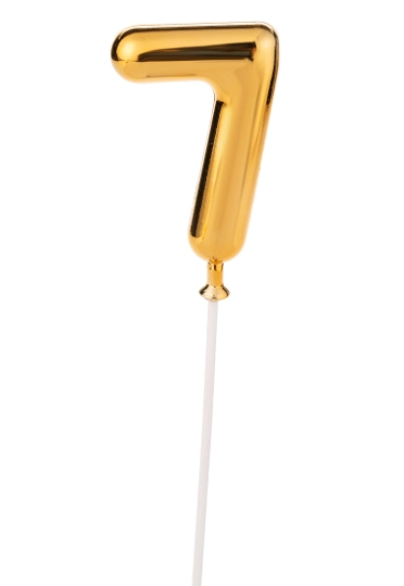 Topo De Bolo Dourado N.7 Cod.ha287 Silver Plastic
