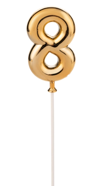 Topo De Bolo N.8 Dourado Ha288 Silver 1x1un