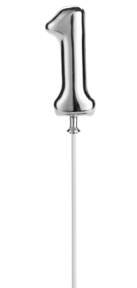 Topo De Bolo Prateado N.1 Cod.ha291 Silver Plastic