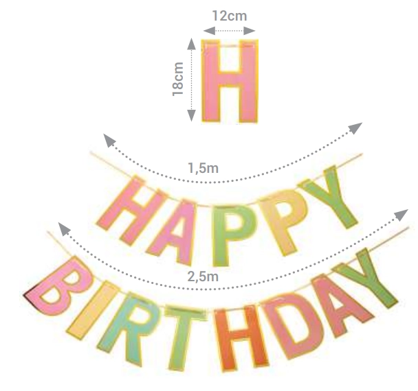 Faixa Happy Birthday Color Silver Plastic