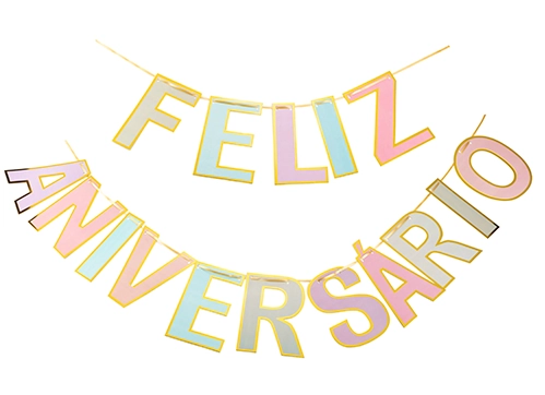 Faixa Feliz Aniversario Color Silver Plastic