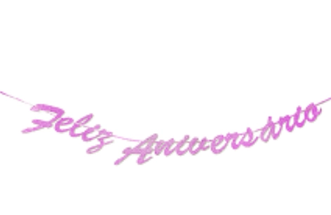Faixa Feliz Aniversario Rosa Com Glitter