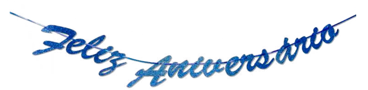 Faixa Feliz Aniversario Azul Com Glitter Ref.ha320