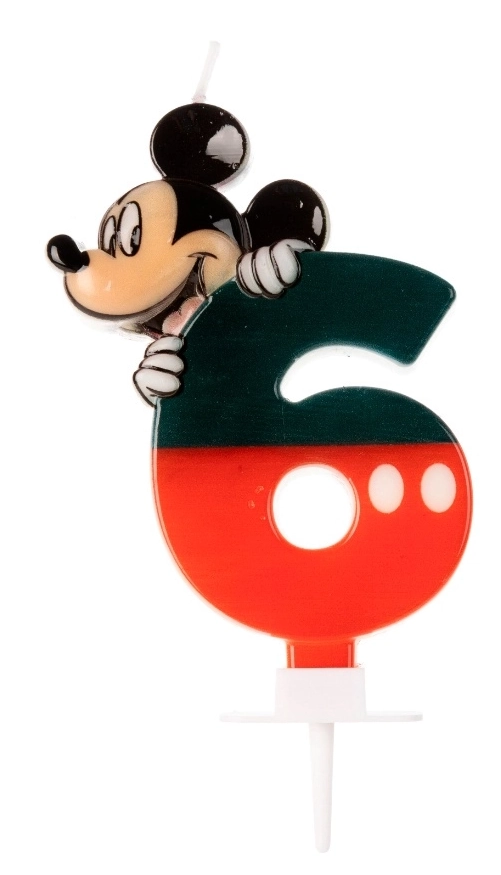 Vela Mickey Silver Festas N.6 Preta/verm.