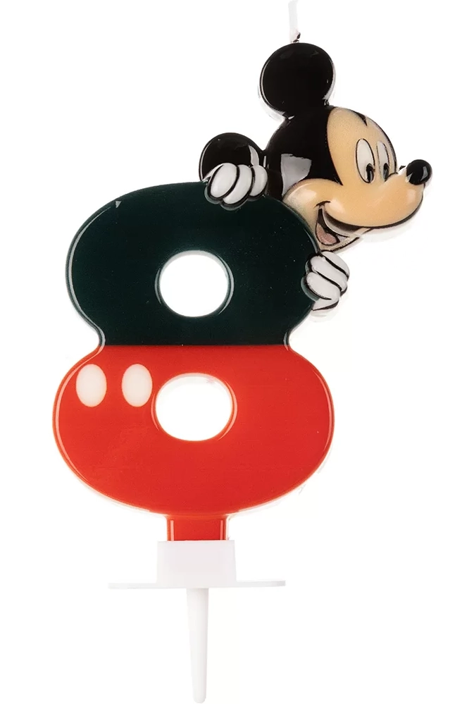 Vela Mickey Silver Festas N.8 Preta/verm.