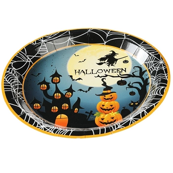 Prato Papel Halloween Noite 18cm Ref.mr061