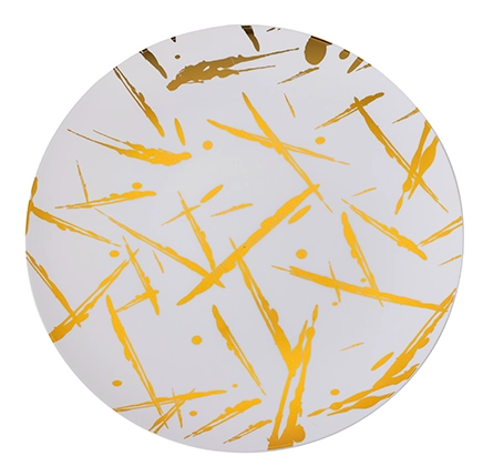 Prato Refeicao Brc Estampa Dour 6un B0935 Silver Plastic