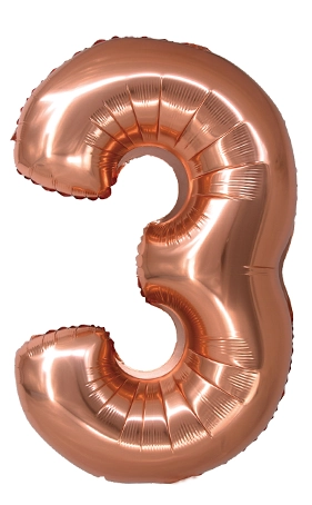 Balao Metal Numero 3 Rose Gold 34pol Refqmo03 Silver Plastic