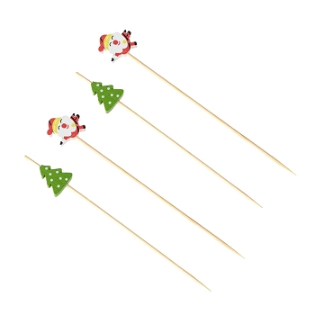 Palito Bambu Petiscos Natal Ha384 12cm 20un Silver Plastic