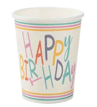 Copo Papel Happy Birthday Colorido C/10