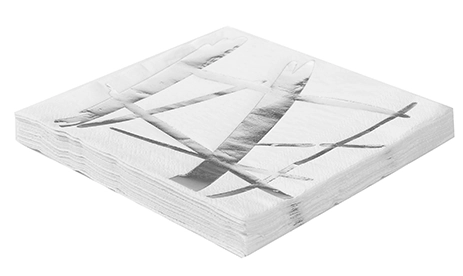 Silver Plastic Guardanapo Estampado 32x32cm Gm33179