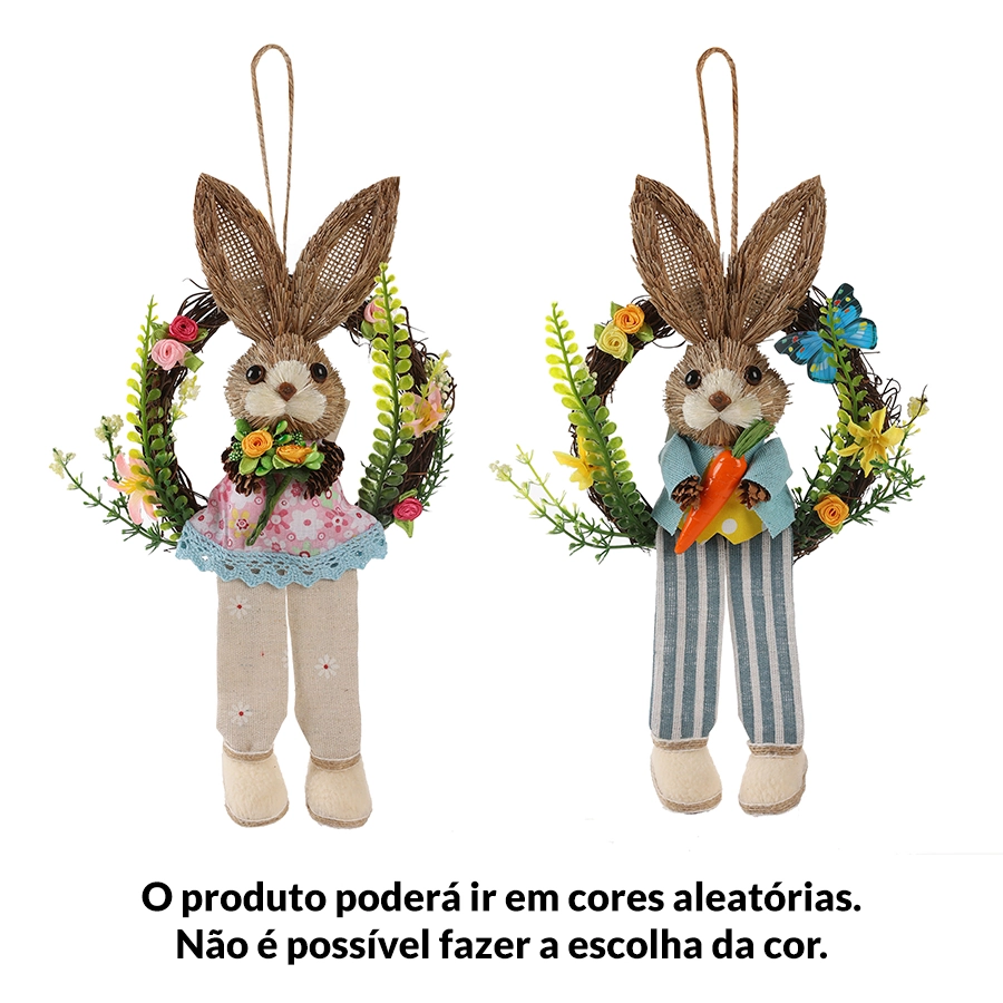 Enfeite Coelho Pasc Flores Sort 30cm Hp022 Silverplastic