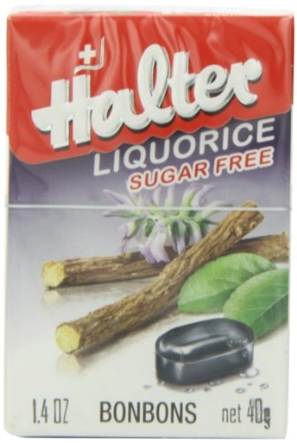 Halter Sugar Free Candy, Licorice, 1.4 Ounce Boxes Pack Of 8