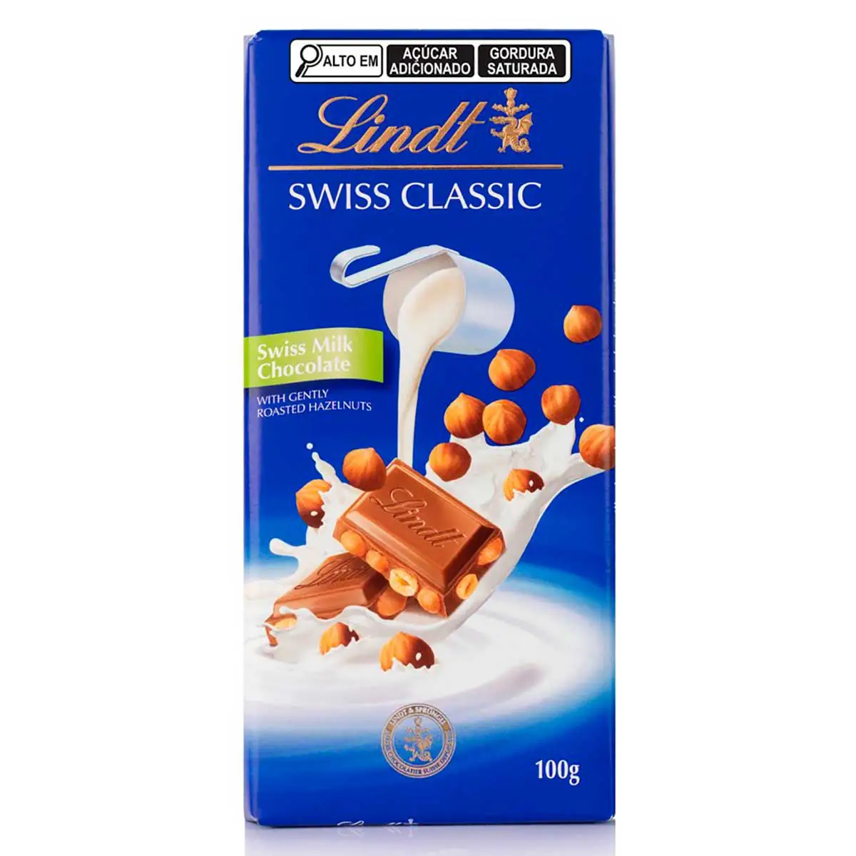 Chocolate Suíço ao Leite com Avelãs LINDT Swiss Classic 100g