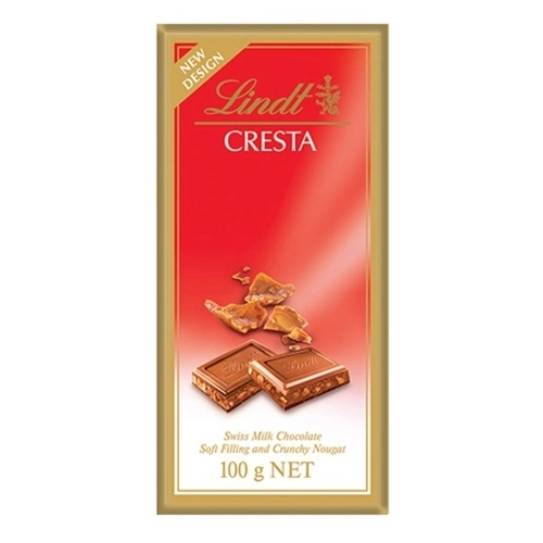 Chocolate Ao Leite Recheio Avelã E Pedaços De Amêndoas Lindt Cresta Caixa 100g