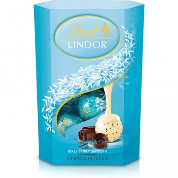 Trufa De Chocolate Branco Com Lascas De Cacau Recheio Cremoso Lindt Lindor Caixa 200g