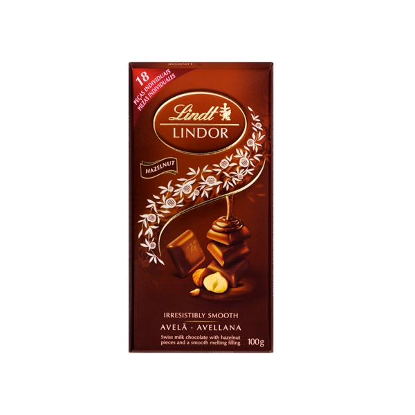 Chocolate Suíço ao Leite com Recheio Cremoso e Pedaços de Avelã LINDT Lindor 100g