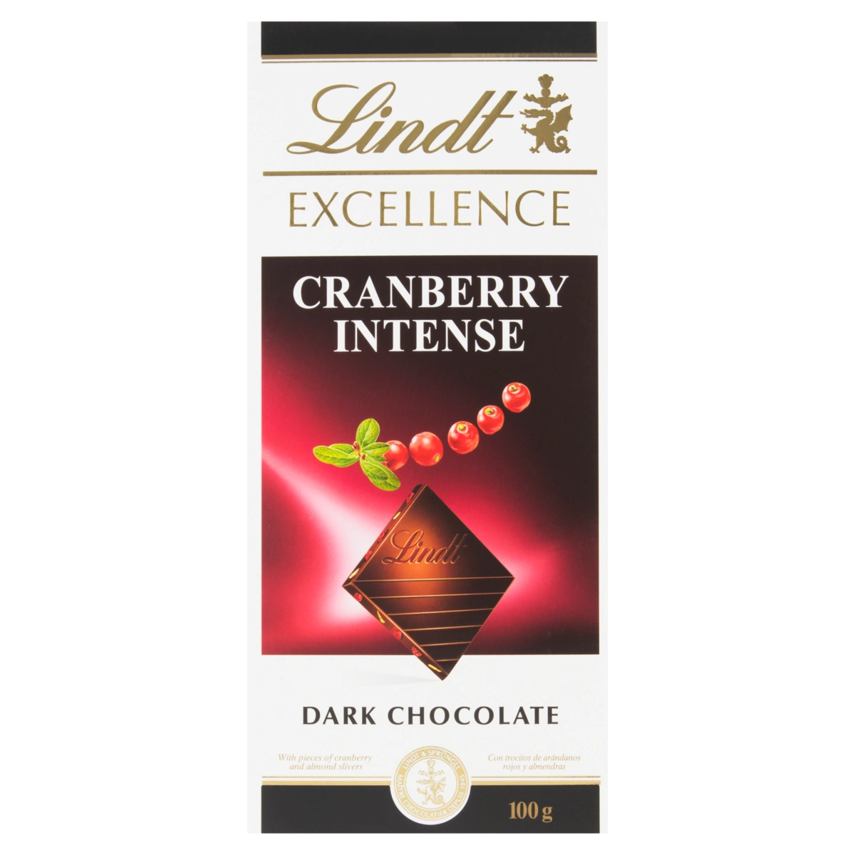 Chocolate Meio Amargo Cranberry E Amêndoas Lindt Excellence Caixa 100g