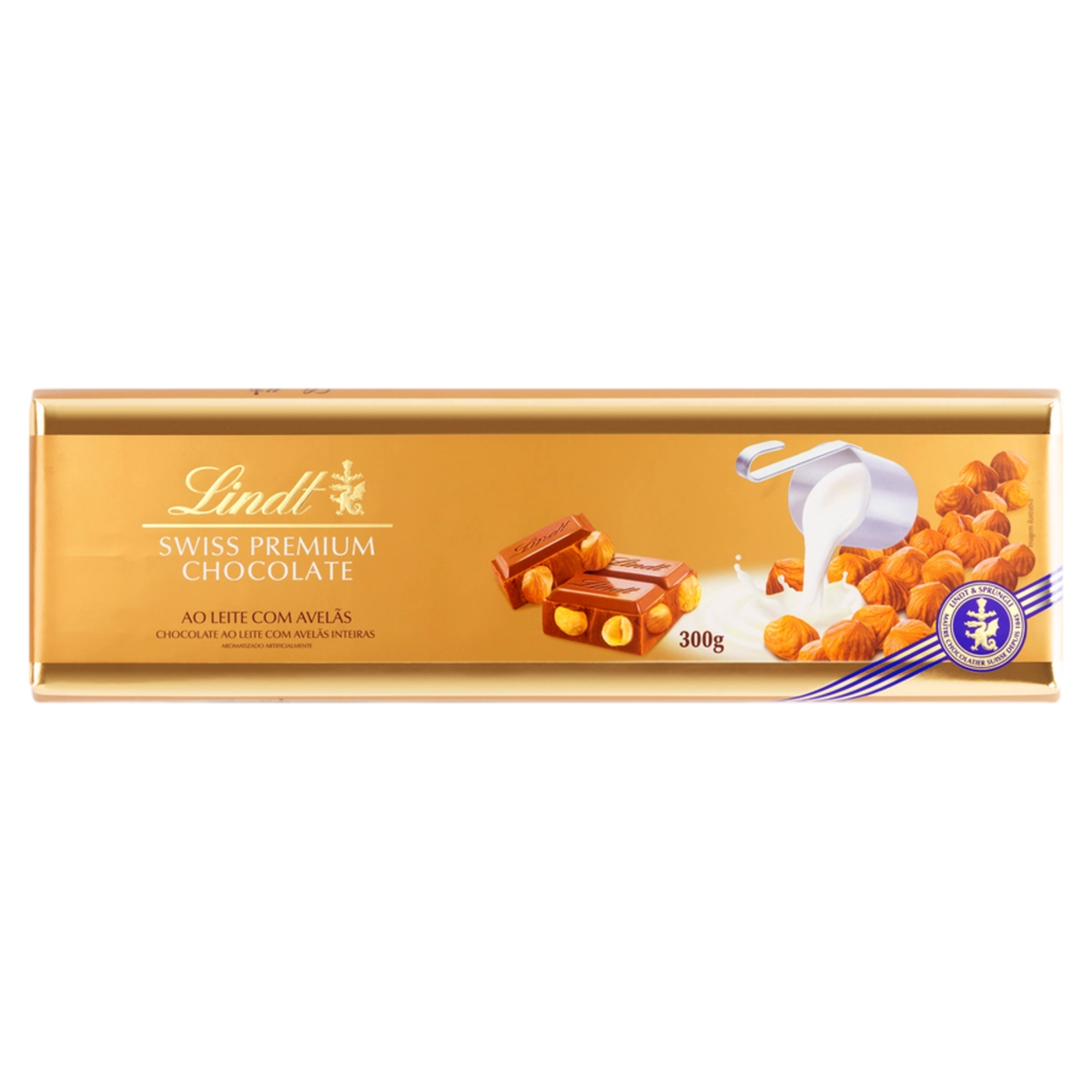 Chocolate Suíço Ao Leite Com Avelãs Inteiras Lindt Swiss Premium Cartucho 300g