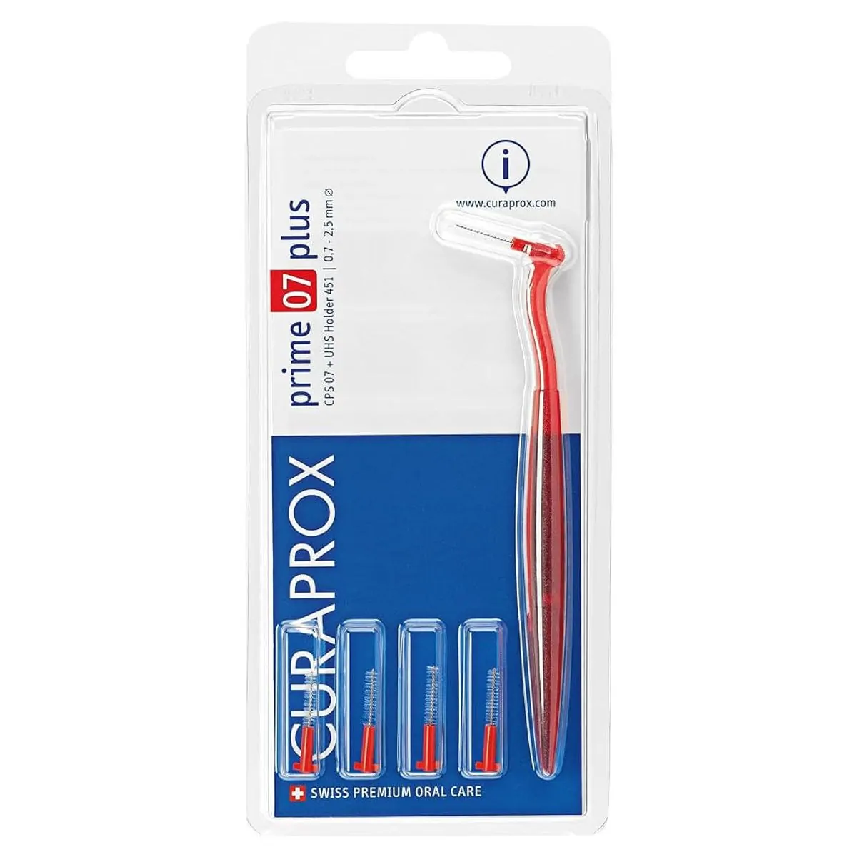 Escova Interdental CPS Prime Plus 07 0.7-2.5mm + Suporte Vermelho - Curaprox - Escova Interdental CP