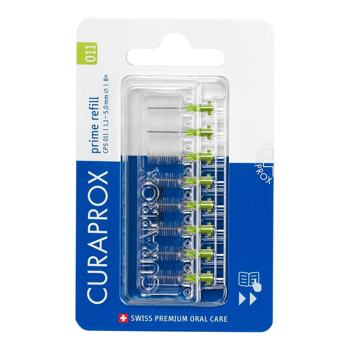 Refil Para Escova Interdental Cilíndrico Cps 011 Curaprox Prime ø 1,1mm 5,0mm 8 Unidades