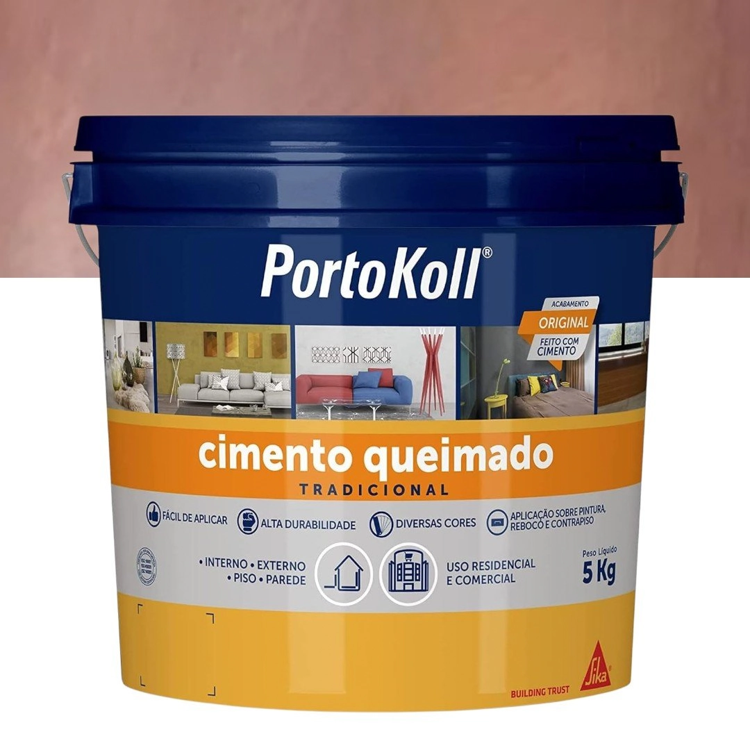 Cimento Queimado 5 Kg Acrílico Porto Koll Terracota