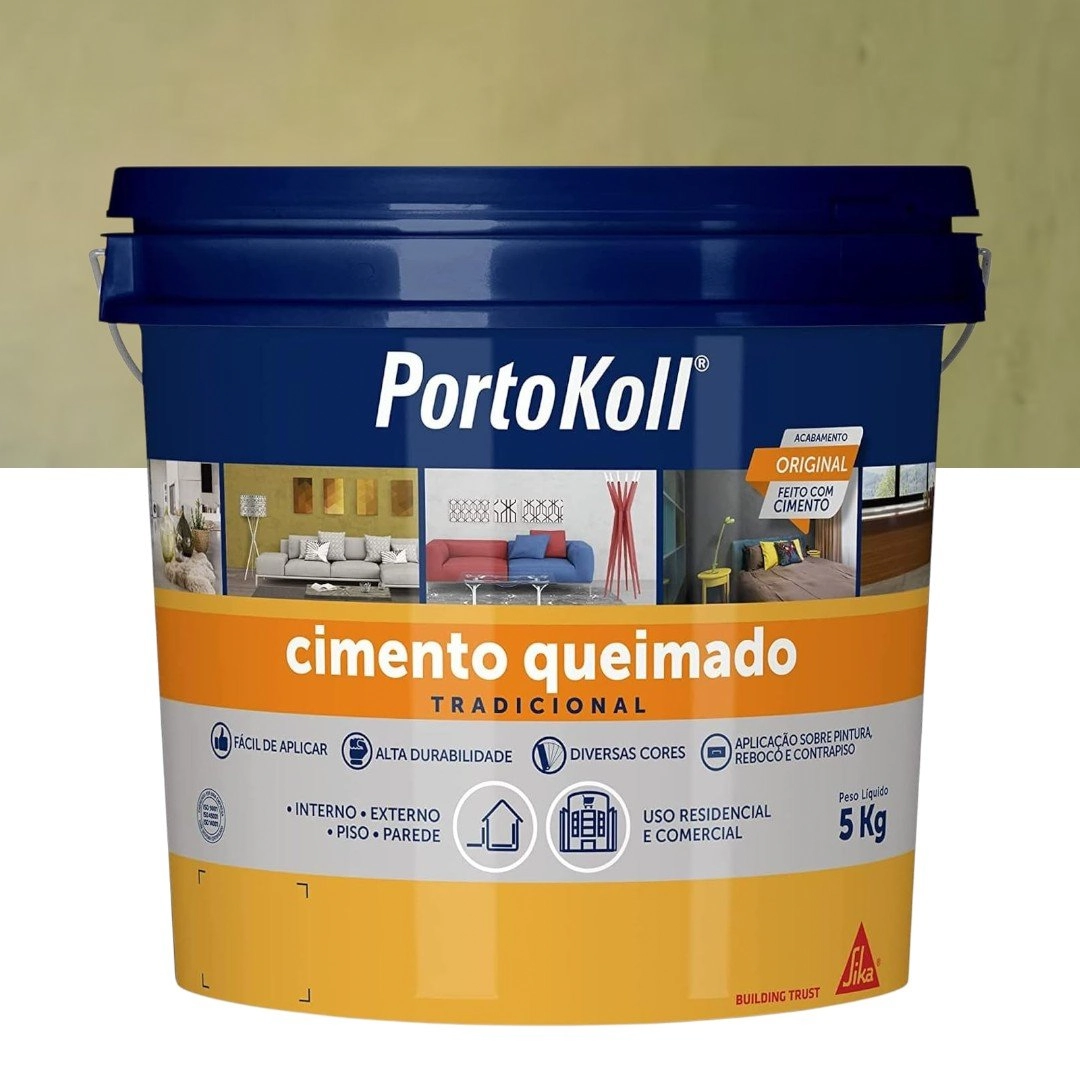 Cimento Queimado 5 Kg Acrílico Porto Koll Verde Margarita