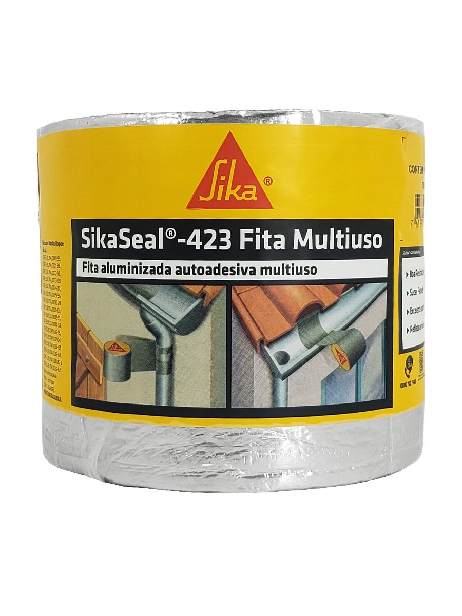 Manta Fita Asfáltica Autoadesiva Aluminizada Sikaseal-423 10cm X 10 Metros