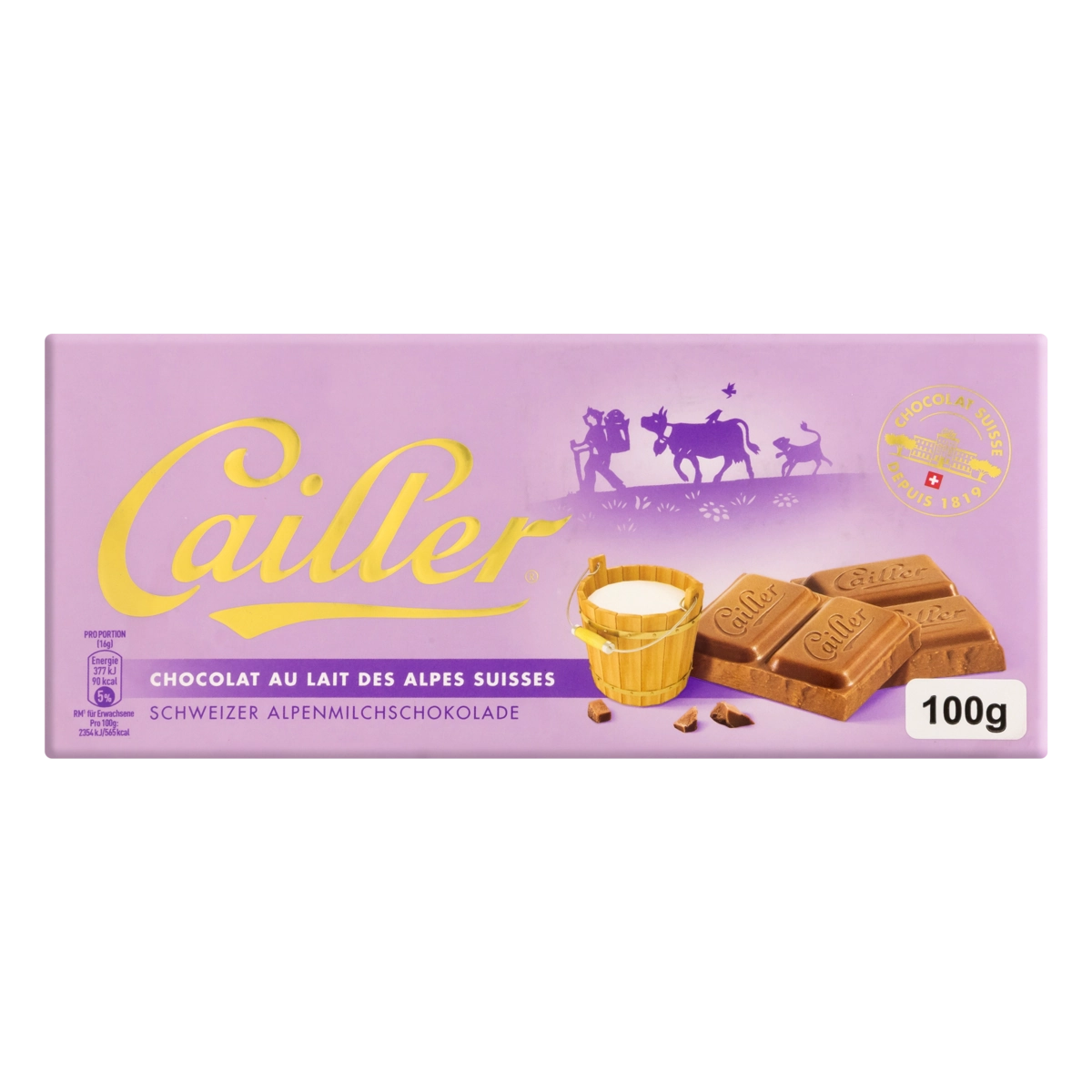 Chocolate Suíço Ao Leite 31 Cacau Cailler Cartucho 100g