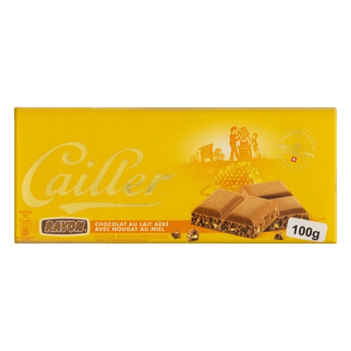 Chocolate Suíço Ao Leite Aerado 31 Cacau Com Torrone De Mel Cailler Rayon Cartucho 100g