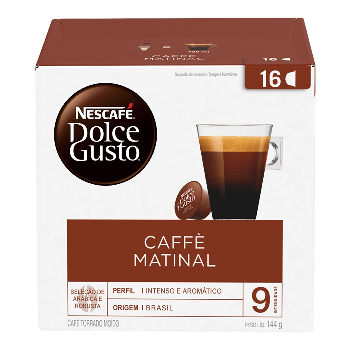 Café Em Cápsula Torrado E Moído Caffè Matinal Nescafé Dolce Gusto Caixa 144g 16 Unidades