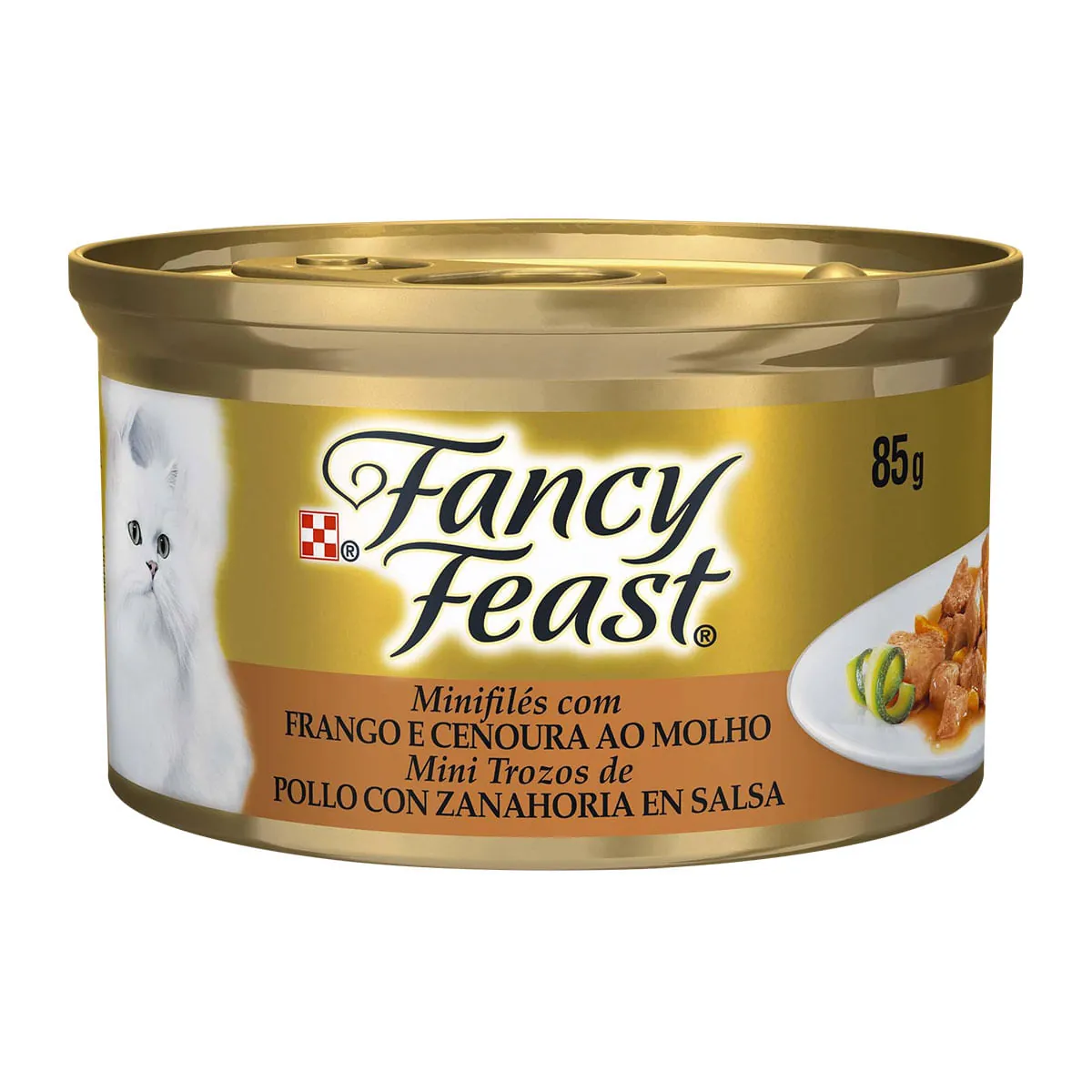 Minifilés Para Gatos Adultos Frango E Cenoura Ao Molho Fancy Feast Lata 85g