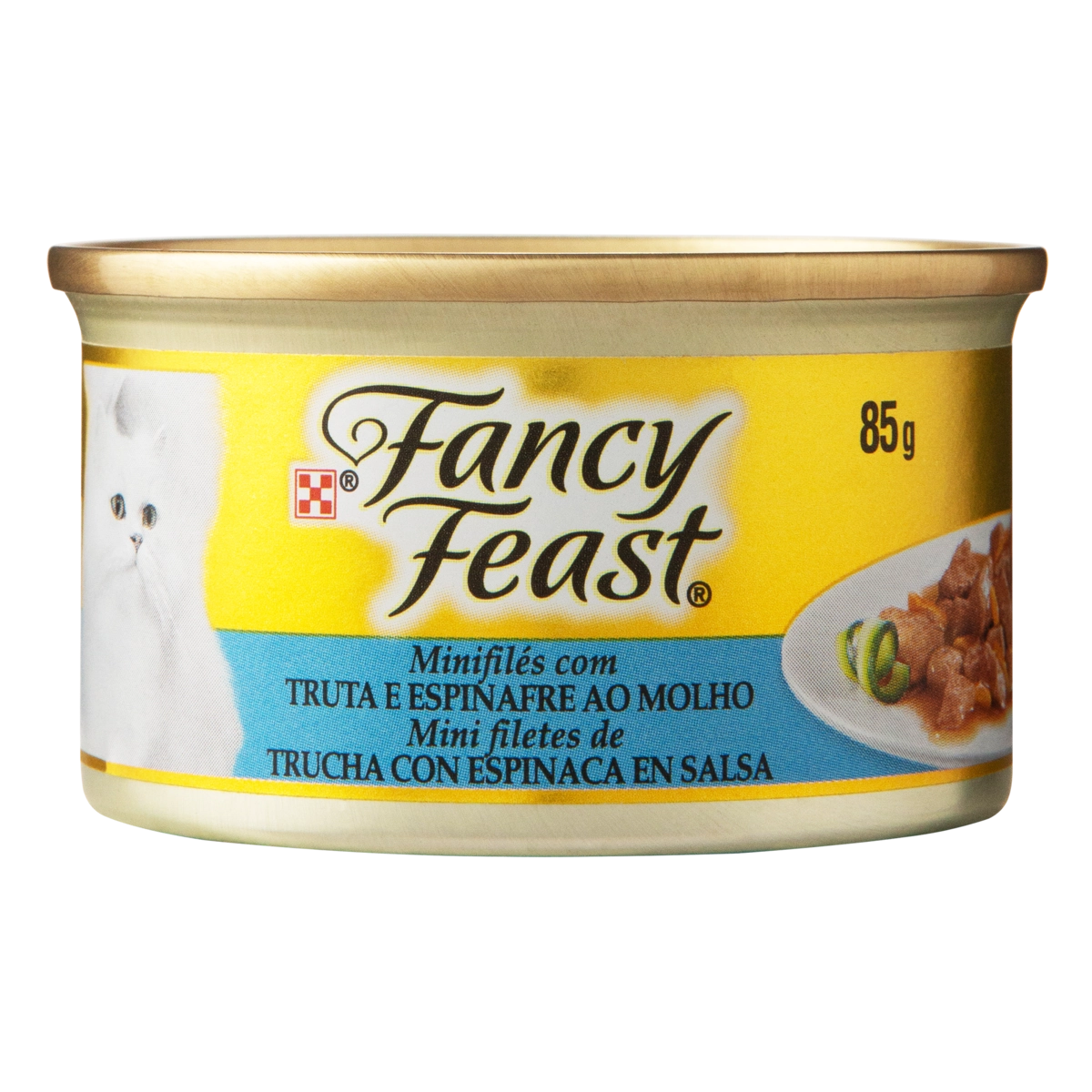 Minifilés Para Gatos Adultos Truta E Espinafre Ao Molho Fancy Feast Lata 85g