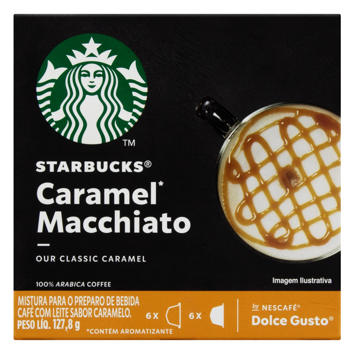 Café Com Leite Em Cápsula Caramel Macchiato Starbucks Caixa 127,8g 12 Unidades