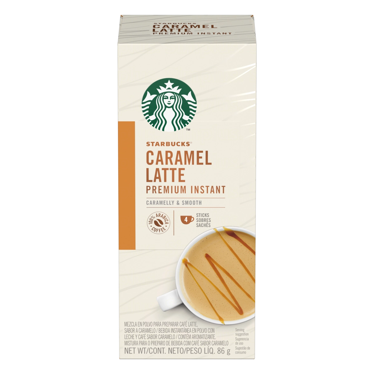 Mistura Para Bebida Com Café Em Sachê Caramel Latte Starbucks Premium Instant Caixa 86g 4 Unidades