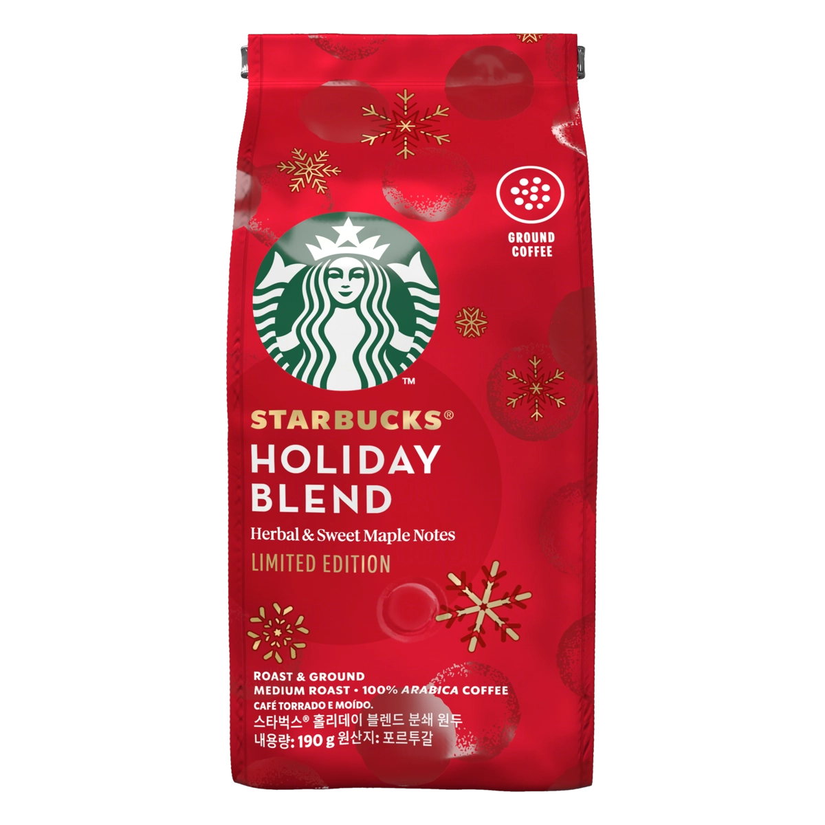 Café Torrado E Moído Starbucks Holiday Blend Pacote 190g