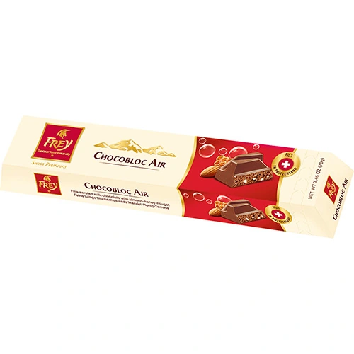 Barra De Chocolate Chocobloc Aerado Com Amêndoas Mel E Nougat Suíço Frey