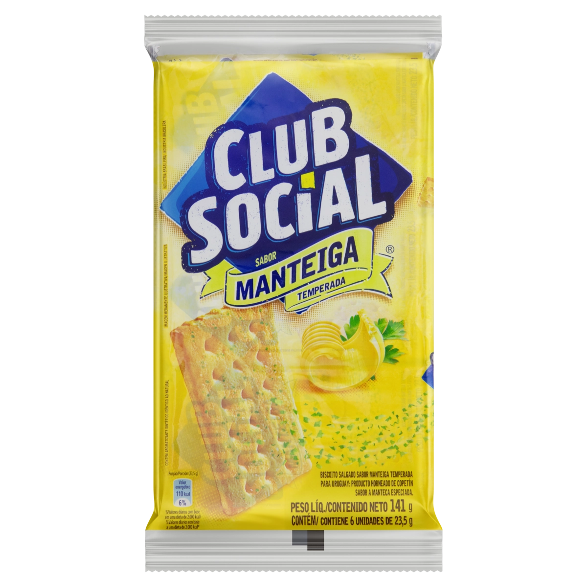 Pack Biscoito Manteiga Temperada Club Social Pacote 141g 6 Unidades