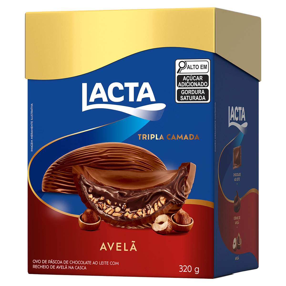 Ovo de Páscoa Avelã Lacta Tripla Camada Caixa 320g