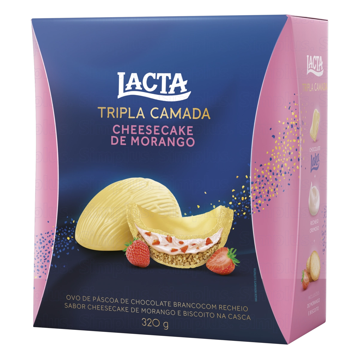 Ovo De Páscoa Cheesecake De Morango Lacta Tripla Camada Caixa 320g