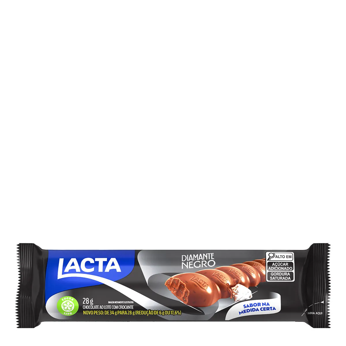 Chocolate Ao Leite Lacta Diamante Negro Pacote 28g