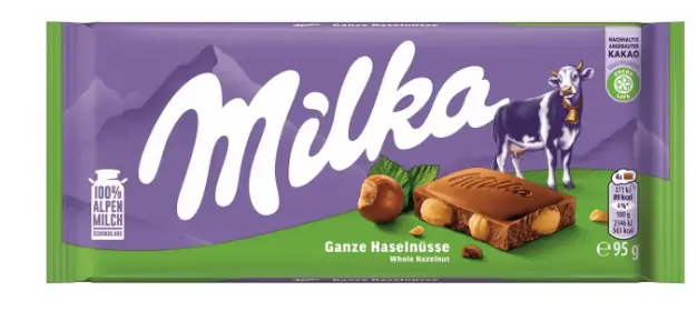 Choc Milka 95g Whole Hazelnut