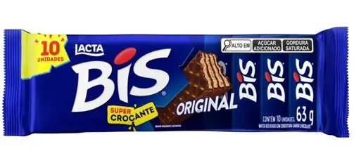 Wafer Recheio E Cobertura Chocolate Lacta Bis Pacote 63g