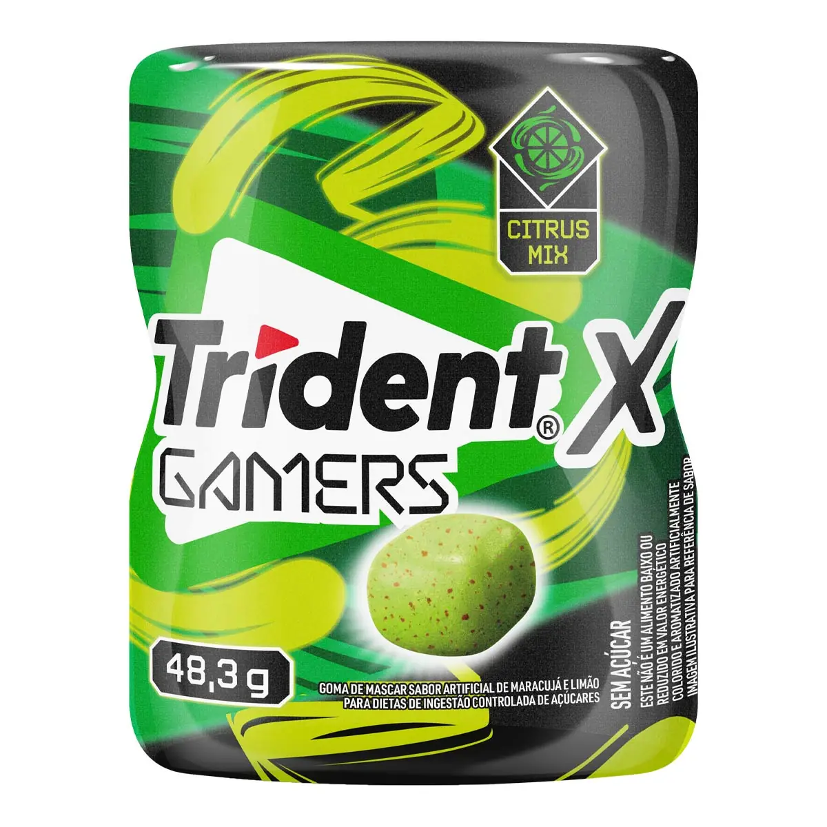 Goma De Mascar Trident X Gamers Maracuja Limao 48,3g